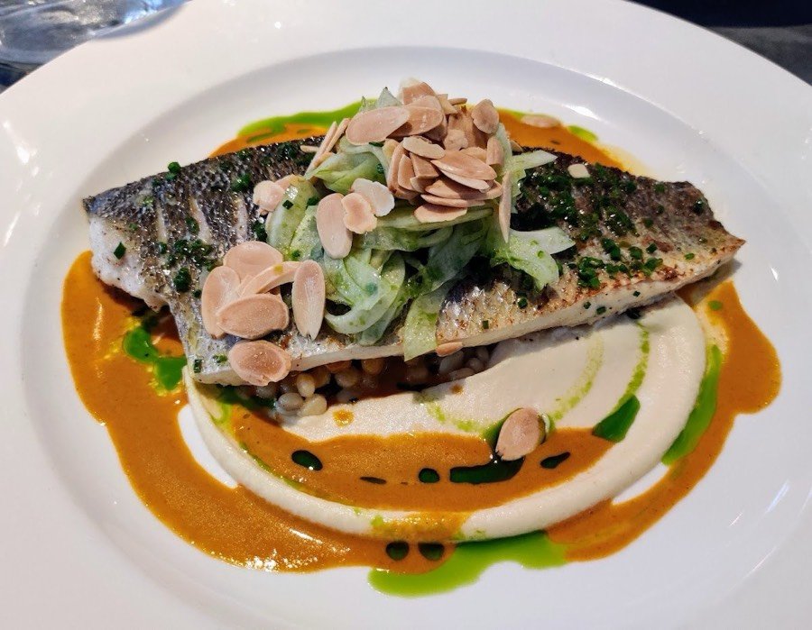 Pan-seared sea bass